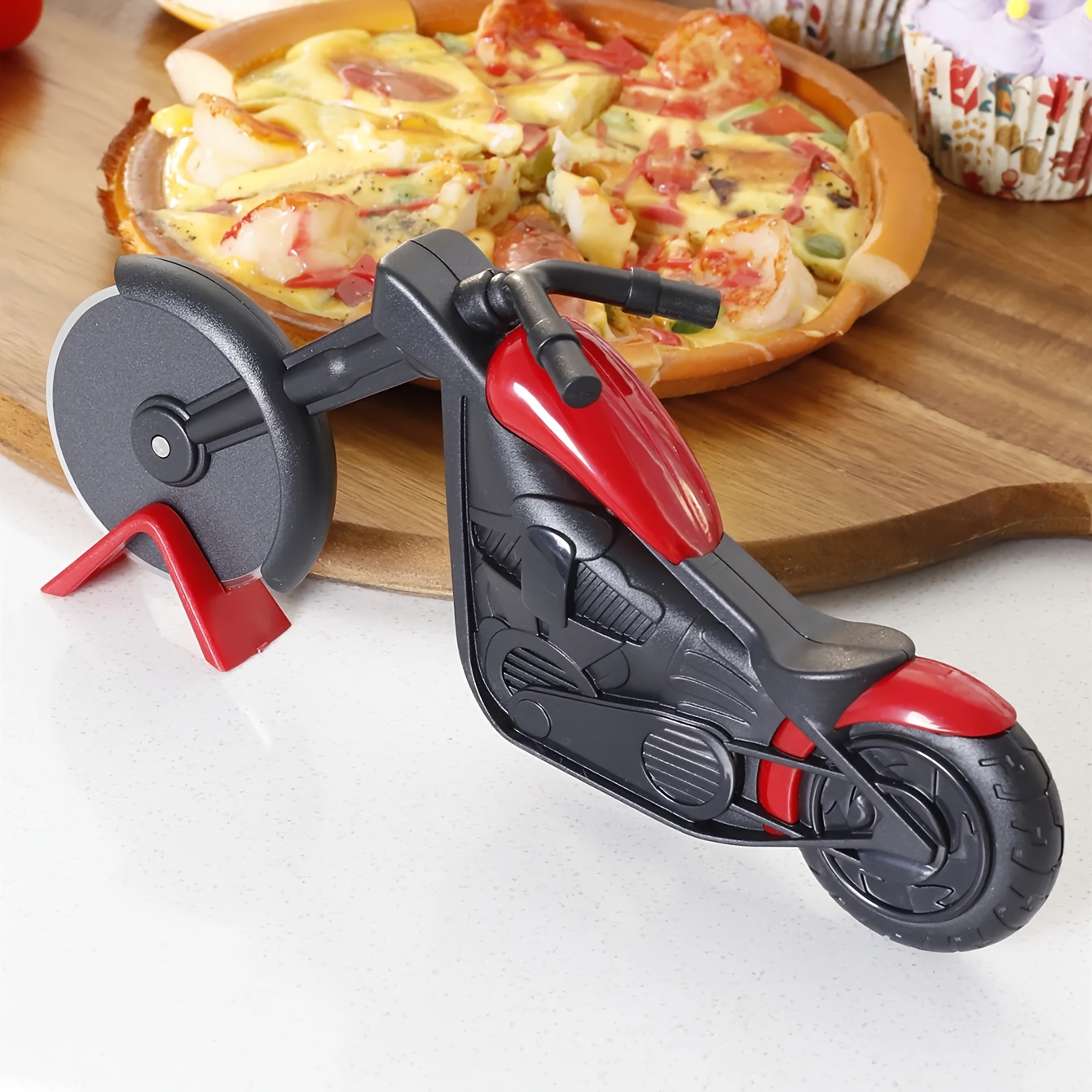 

Stainless Steel Motorcycle Pizza Cutter - Sharp, Anti-rust Wheel For Perfect Slices - Ideal For Pizzas, Cakes, - Kitchen Essential