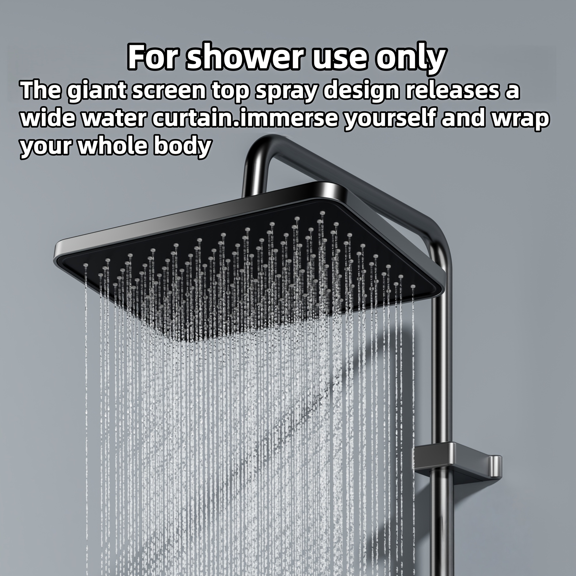Modern Black Showerhead Set with Piano Key Rainfall Shower System