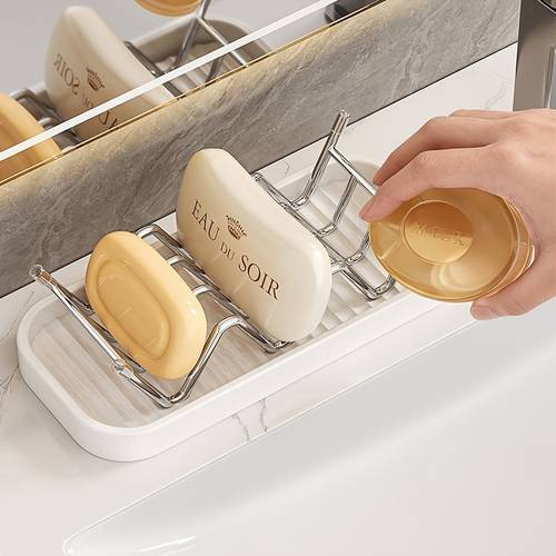 new stainless steel soap dish with countertop design bathroom drain storage rack with water collection tray