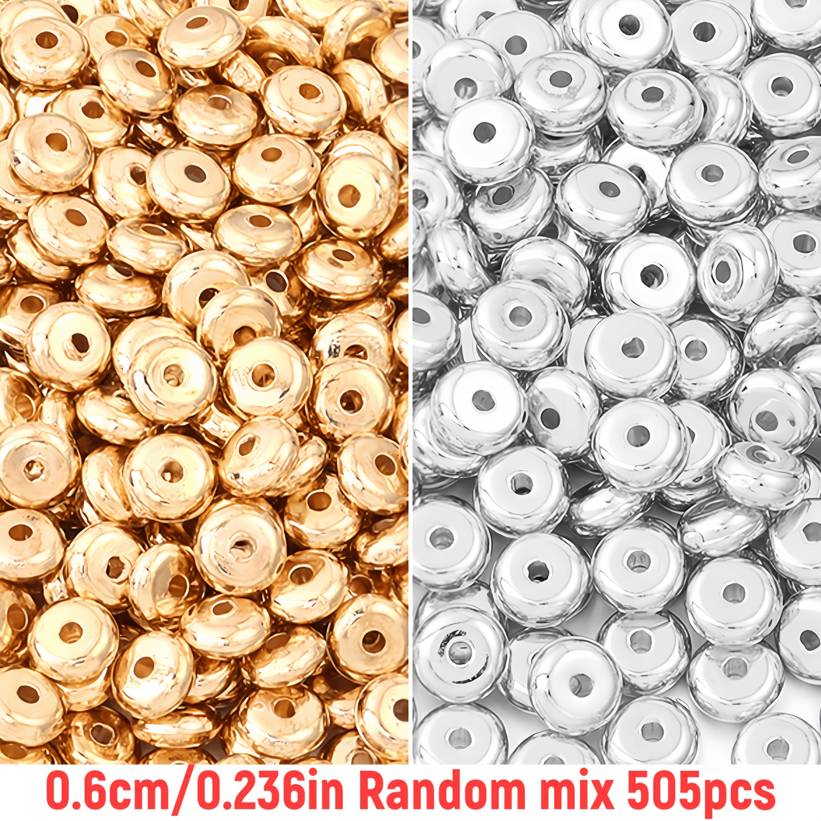 TEMU 505pcs 6mm Acrylic Random , Golden Or Silvery Spacer Beads, , Loose Beads, Jewelry, Holiday Gifts. Mixed Styles