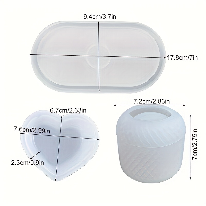 Image of Set Of 3, Silicone Molds For Your Own Resin Candle Holders, Featuring Shapes, Perfect For Artistic Projects, Home Decoration, Jewelry Making Supplies, Epoxy Resin Mold Kit
