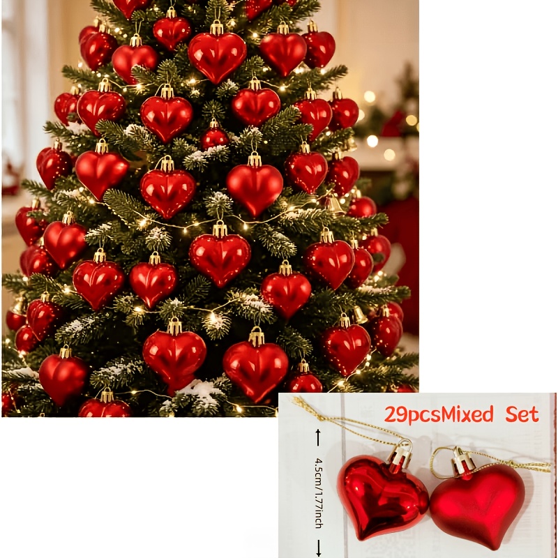 TEMU 29pcs Exquisite Realistic Red Glossy Christmas Balls, Large Beautiful Artificial Hanging Balls, Suitable For Christmas Trees, Living Room