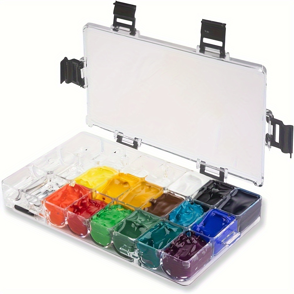 

24-grid Plastic Watercolor Paint Palette With Lid, Moisturizing & Leakproof Storage Box For Artists, Mixing Tray For , Gouache, Acrylic - Art Supplies For Painting & Drawing