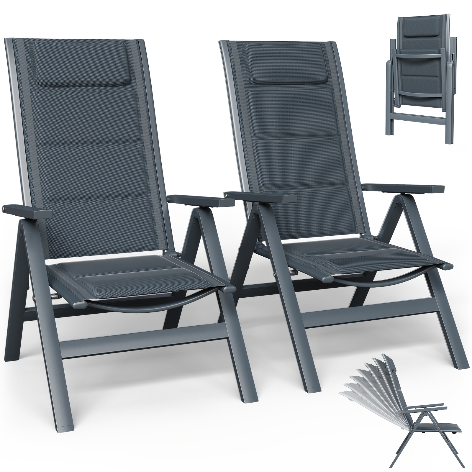 Sillón Reclinable   para Exterior | Respaldo Ajustable,   de Malla Transpirable,   de Acero Resistente al Óxido,  , Plegable para Patio, Piscina, Playa -  