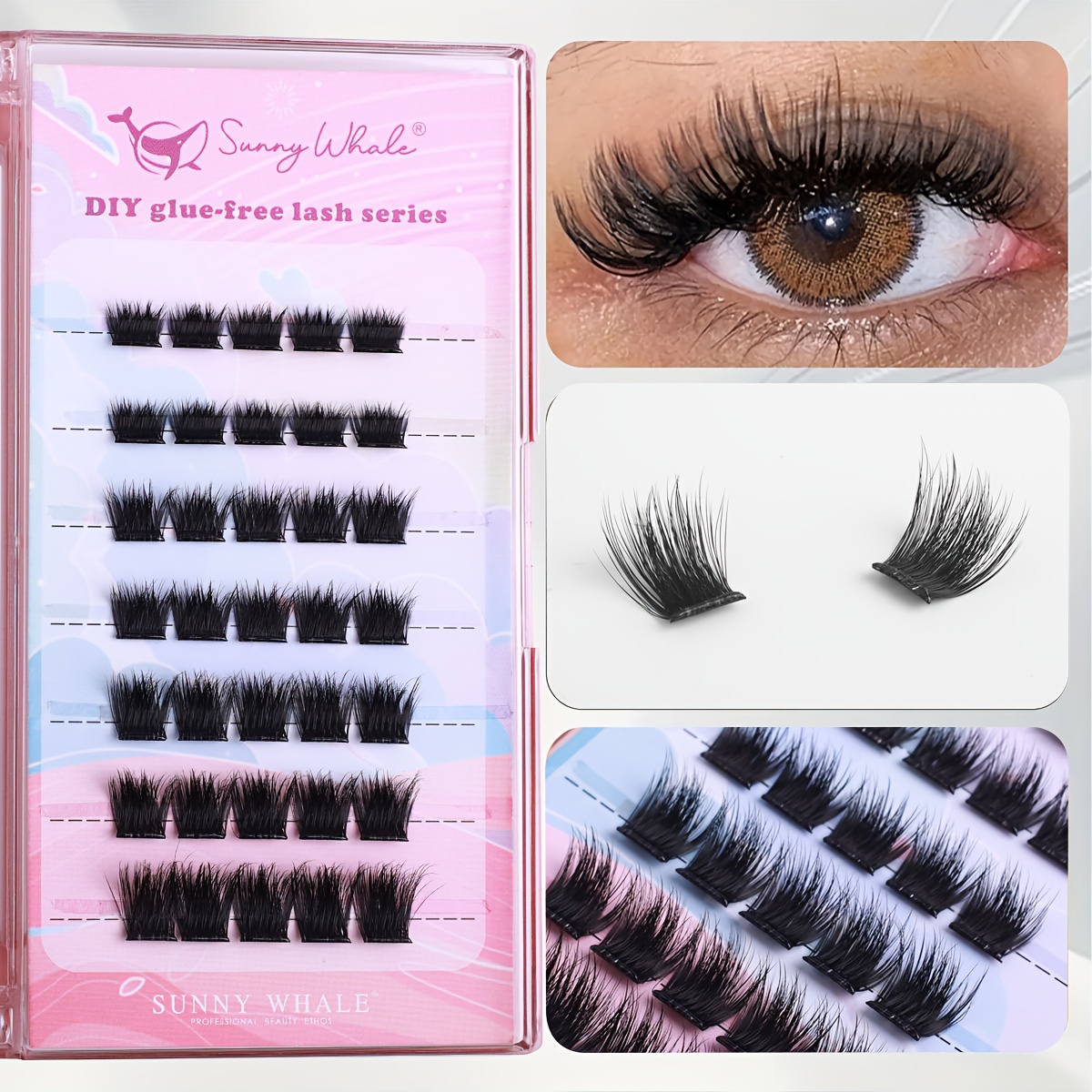 35 Bundles Of -adhesive False Eyelashes Waterproof Reusable Suitable For Beginners' Cat Eye No Glue Needed