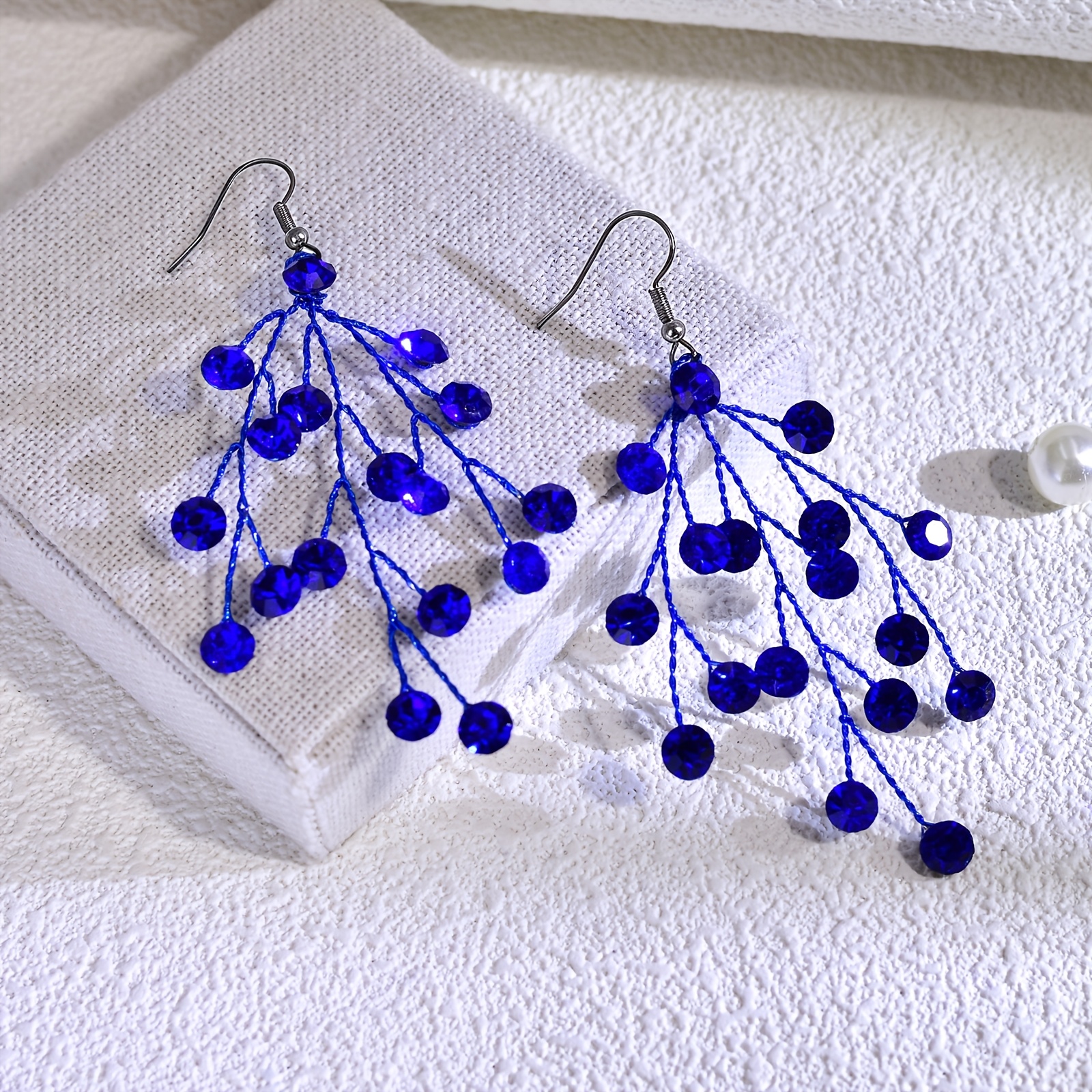 TEMU Exquises boucles d'oreilles à crochet de mode, strass étincelants, bijoux d'oreille pour femmes, adaptés à la photographie et au portrait, robe