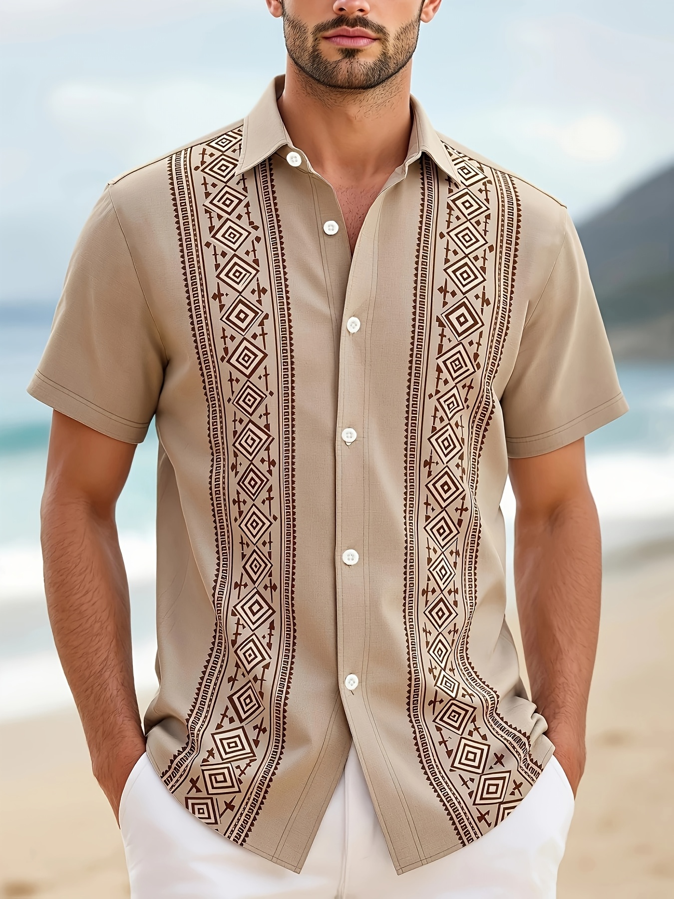 camisa hawaiana hombre camisa vacaciones tropical botones Temu