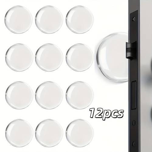 3 6 12pcs of transparent self door stoppers that shock protect walls reduce noise and are for home and office use featuring a reusable