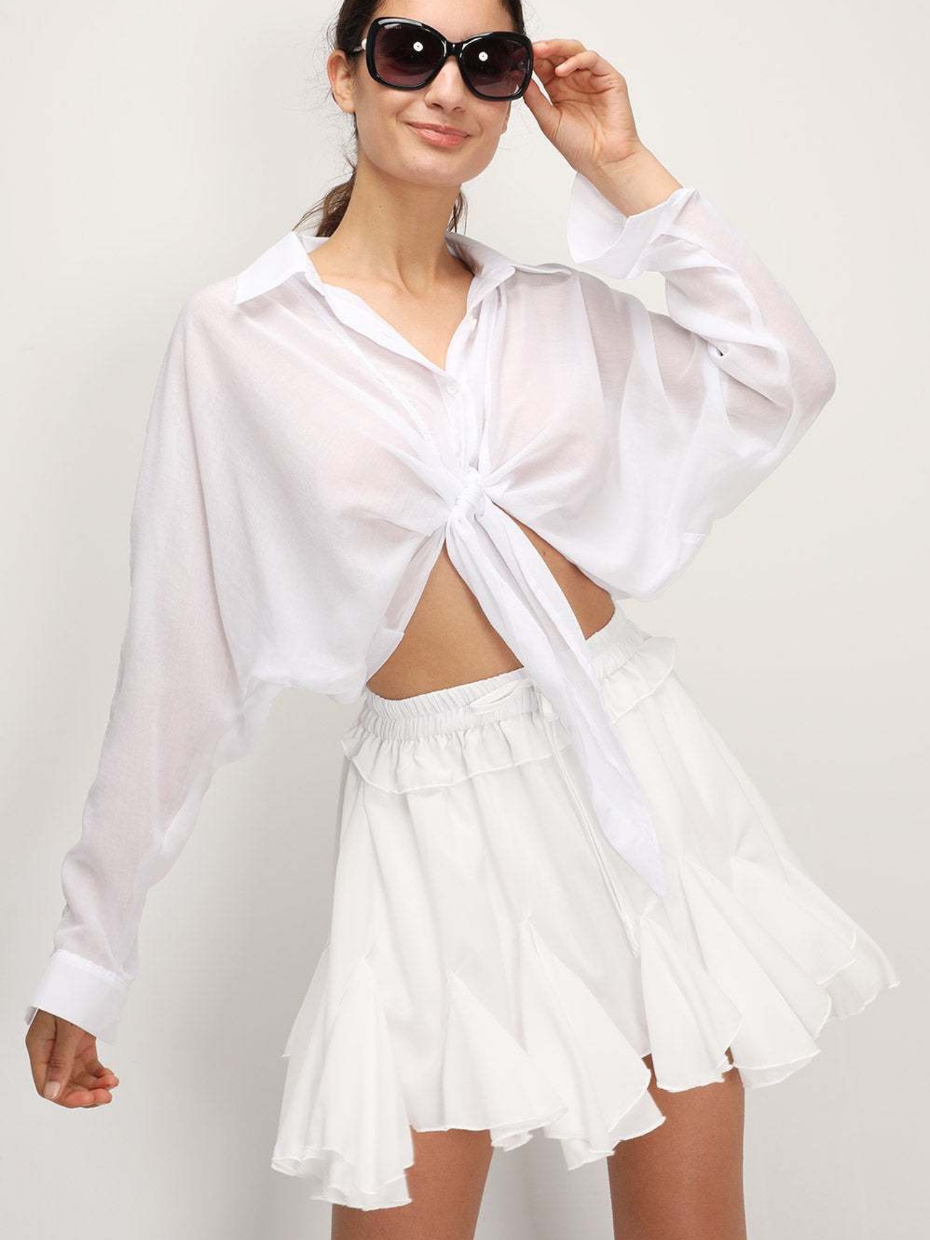 Women's Y2K Lace Tiered Ruffle Mini Skirt - Ruched A-Line With Built-in Shorts, Clubwear, Party Outfit