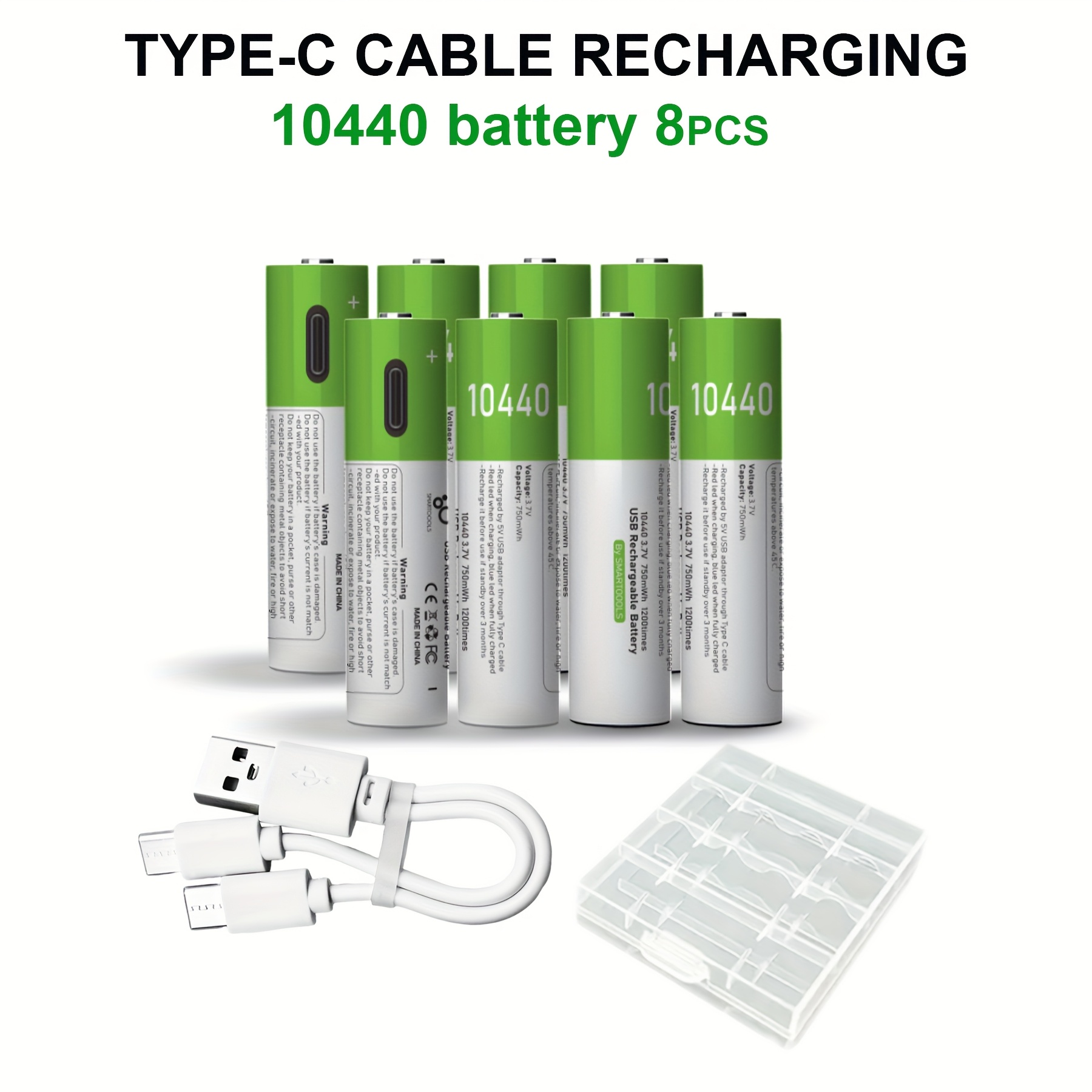 Image of Set Of 8 10440 Batteries, Featuring Rechargeable Lithium-, With A High Capacity Of 3.7v 750mwh And 203mah. Charge Time Of 1.5 Hours, Consistent Output