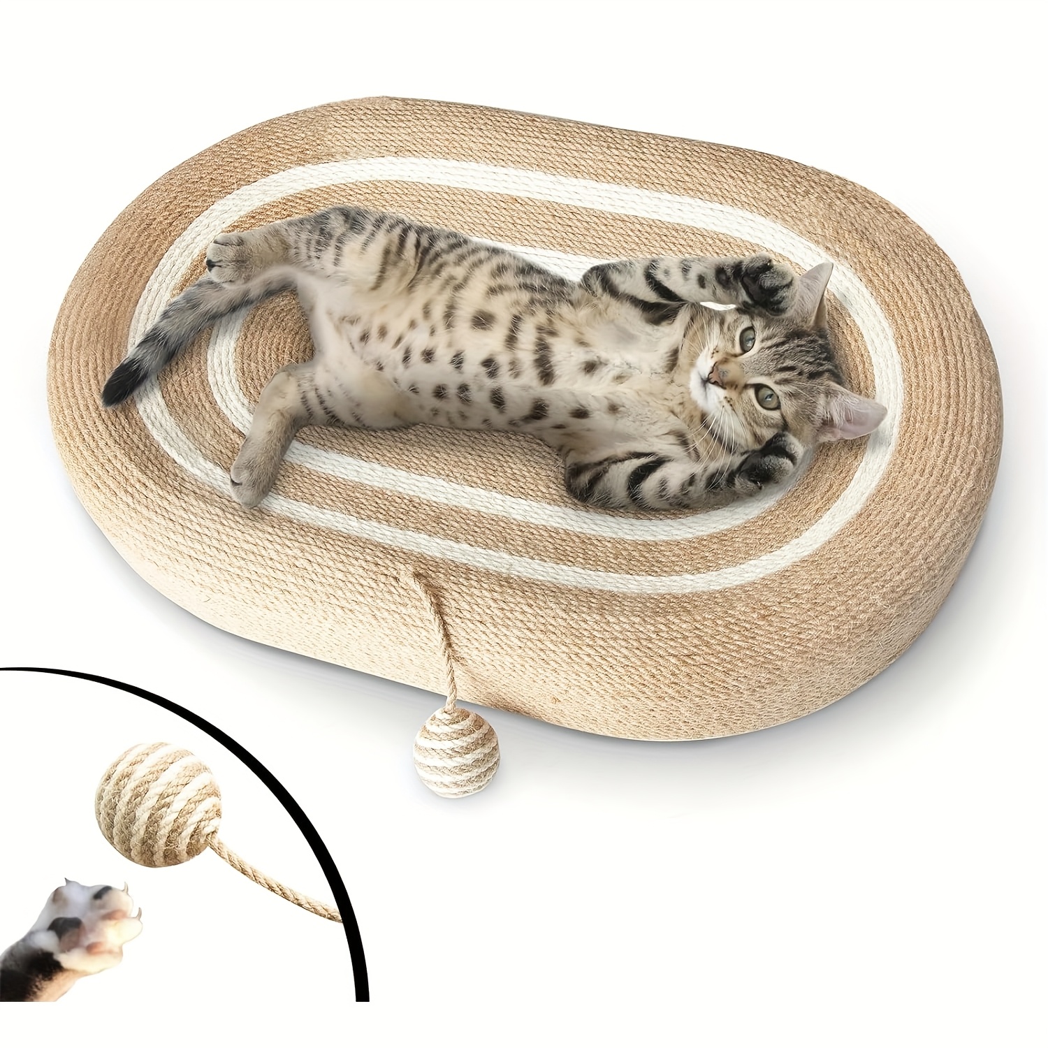 Comfortable Large Cat Bed, Woven With Sisal Rope, Strong And Wear-resistant, Suitable For , Shape Perfectly Fits The Cat's Body, Making It More Comfortable For Cats To Rest And Play