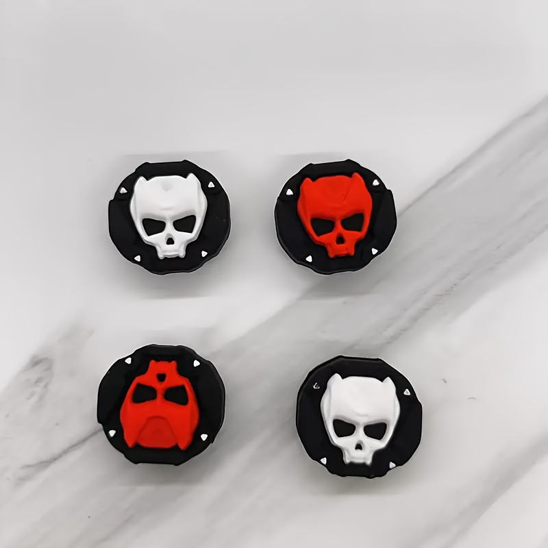 E-shop 4 Stück Schädel-Silikon-Griffe, Controller-Grip-Cover für PS5/PS4/ & Switch Pro – Bequeme Joystick-Kappen, Rutschfeste Schutzhüllen,