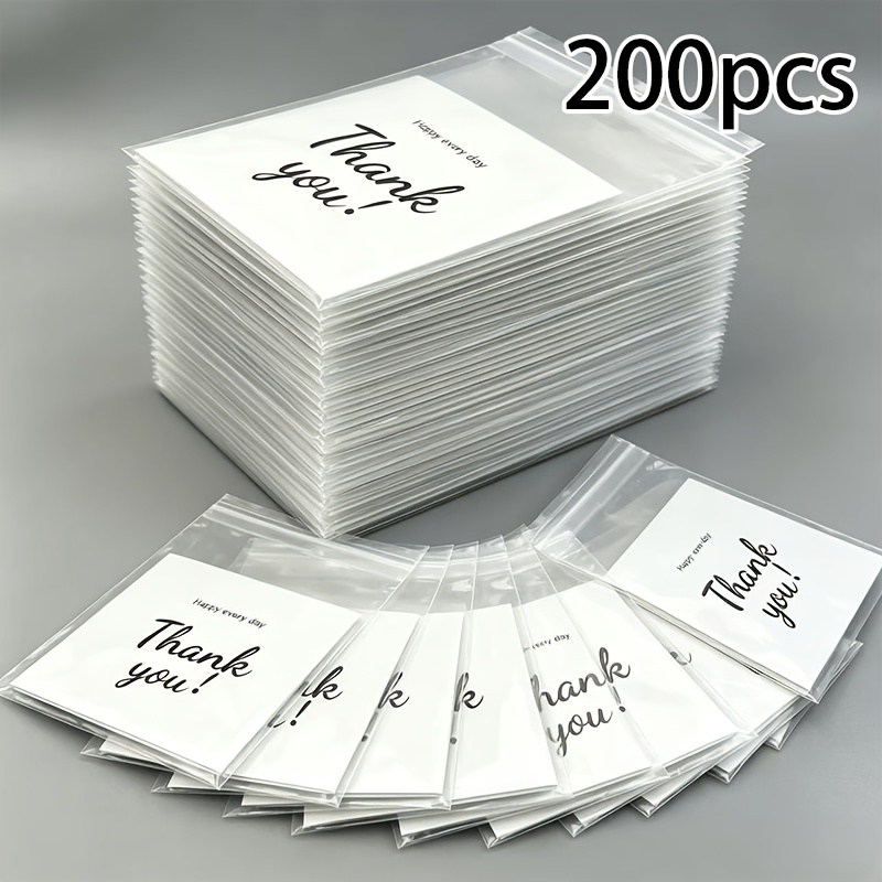 TEMU [200pcs Gift Bags] 200pcs "thank You" Plastic Gift Bags, High-end Design Self-sealing Transparent Gift Bags, Medium Sizes - 3.94 X 5.12in, Ideal
