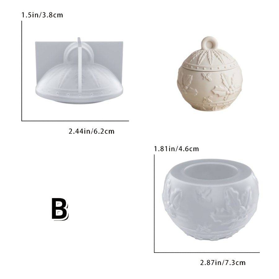 TEMU Clay Silicone Mold 2pcs With Lid Storage Jar Silicone Mold Set Resin Silicone, Home Decor, Handicrafts, Gypsum Cement Mold Reusable, Easy To