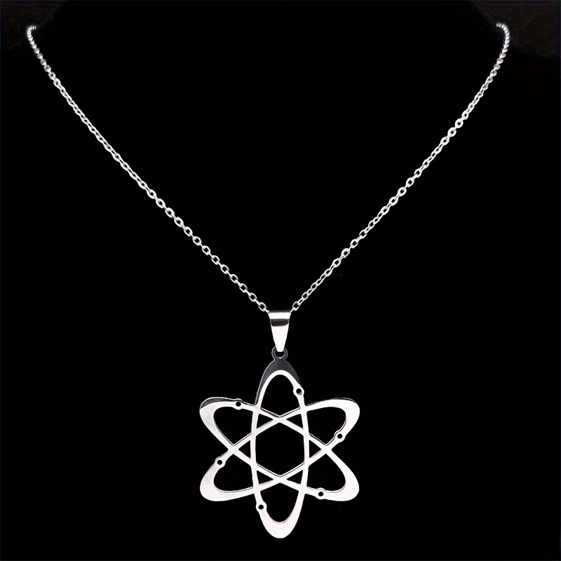TEMU Collana con ciondolo atomo di carbonio protone da , collane scientifiche di fisica e chimica in acciaio inossidabile color , collana