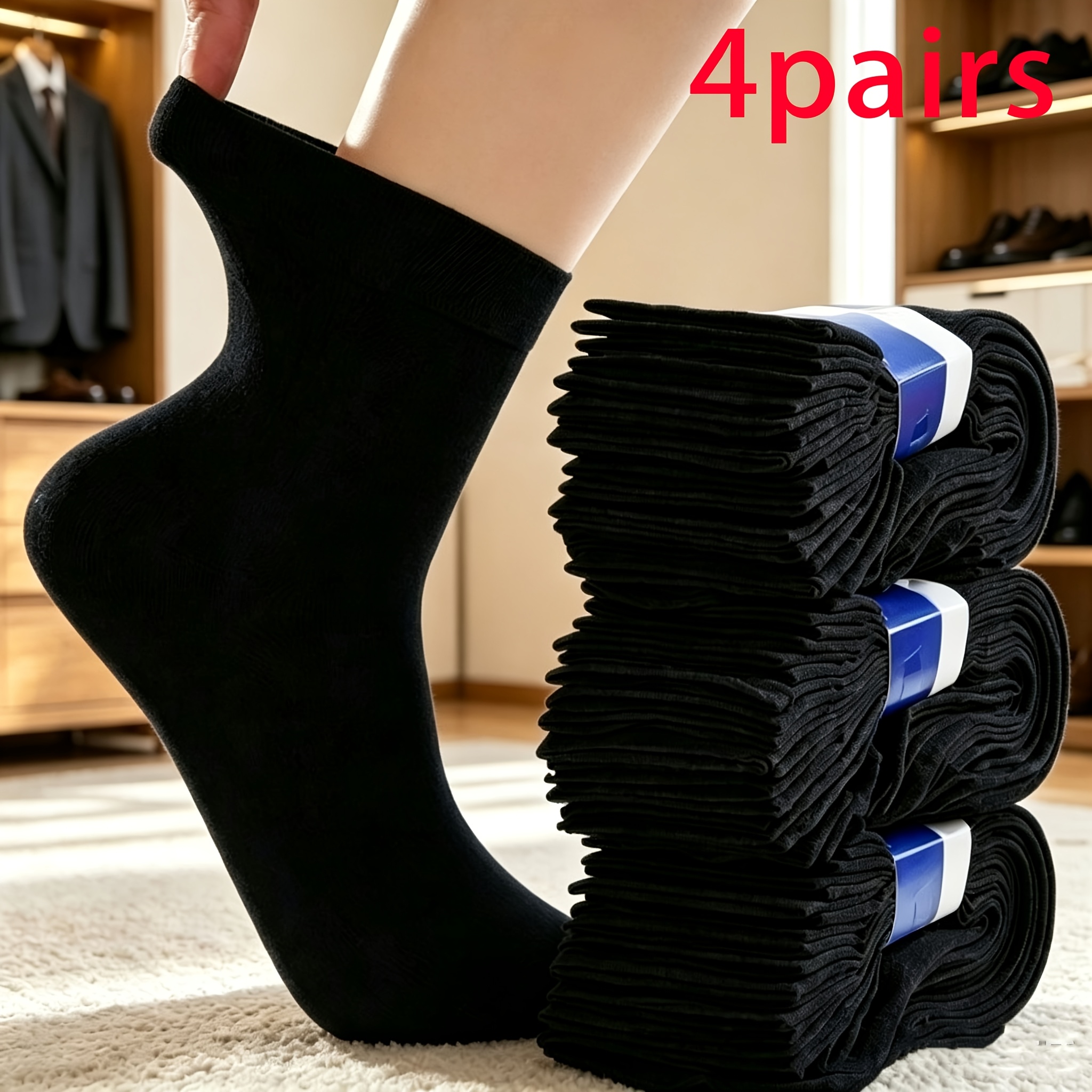 TEMU 4 de calcetines elásticos, sueltos, transpirables y - Cómodos y no restrictivos, ideales para hinchazón de piernas y mayores. Calcetines de