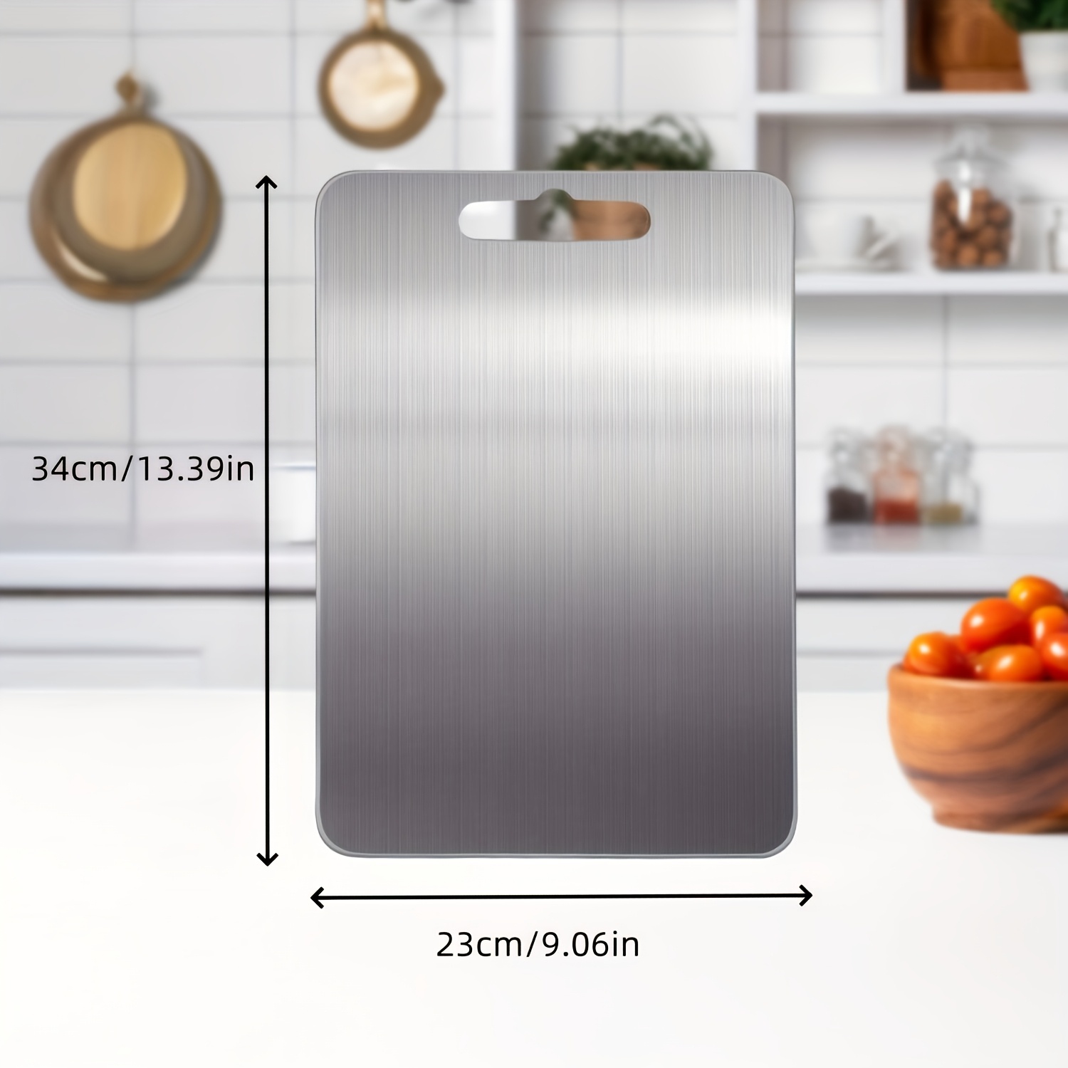 TEMU Planche à Découper Durable en Acier Inoxydable, Robuste Double Face avec Pieds Antidérapants, Lavable au Lave-Vaisselle pour Préparer Viande,
