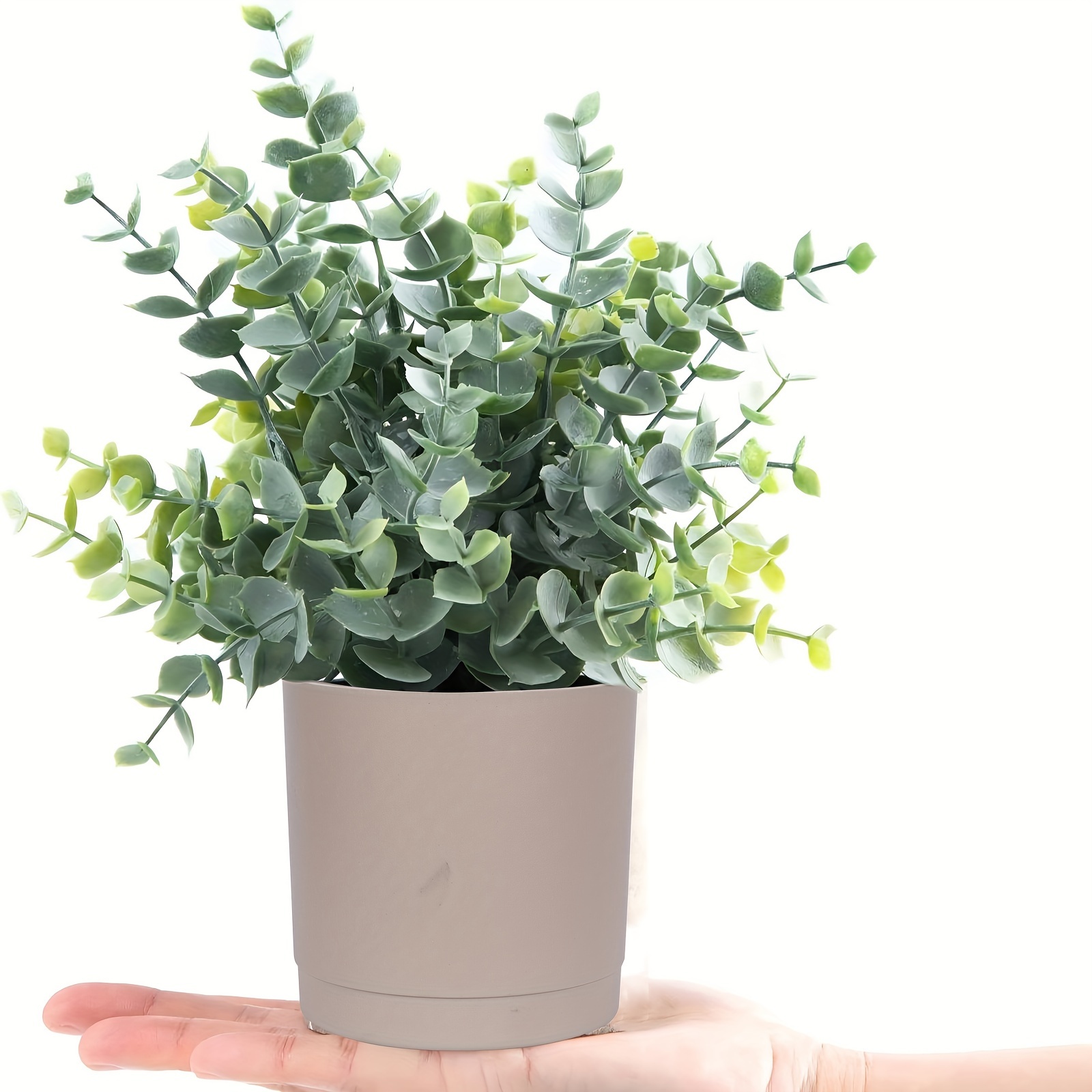 

1pc Artificial Eucalyptus Mini Potted Plant, Simulation Plastic Eucalyptus Plant, Small Potted Plant Suitable For Home Desk Room Decoration