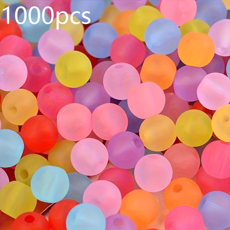 TEMU 1000pcs Transparent Frosted Round Acrylic Beads - Vibrant Pastel Colors, Smooth For Making, Diy Crafts, And Diy Decorations, Diy Craft Beads |