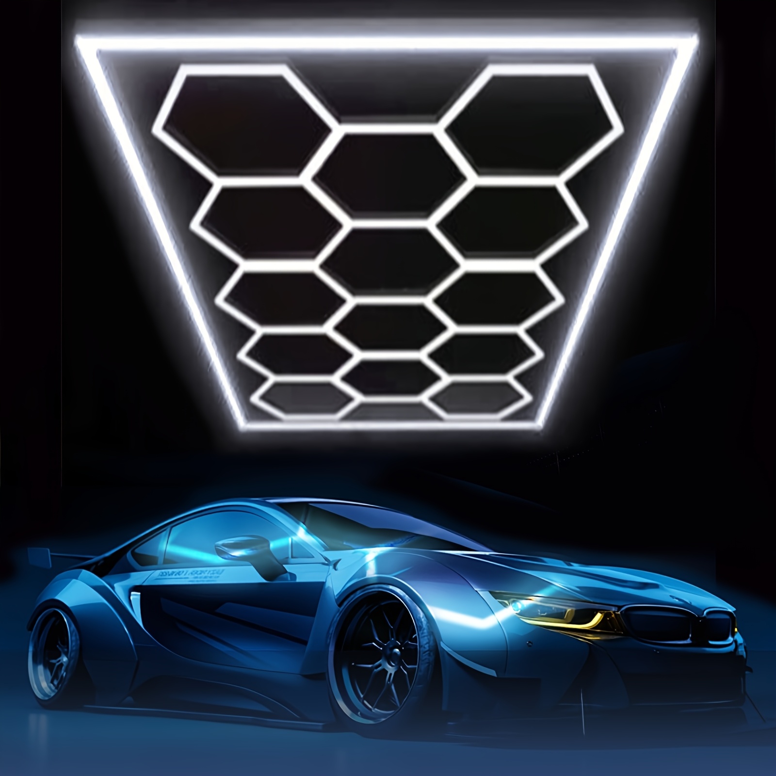 TEMU Lot de 14 lampes hexagonales à avec cadre, style moderne 680W 72420LM LED pour plafonnier de garage avec froide 6500K, convient aux garages, d',