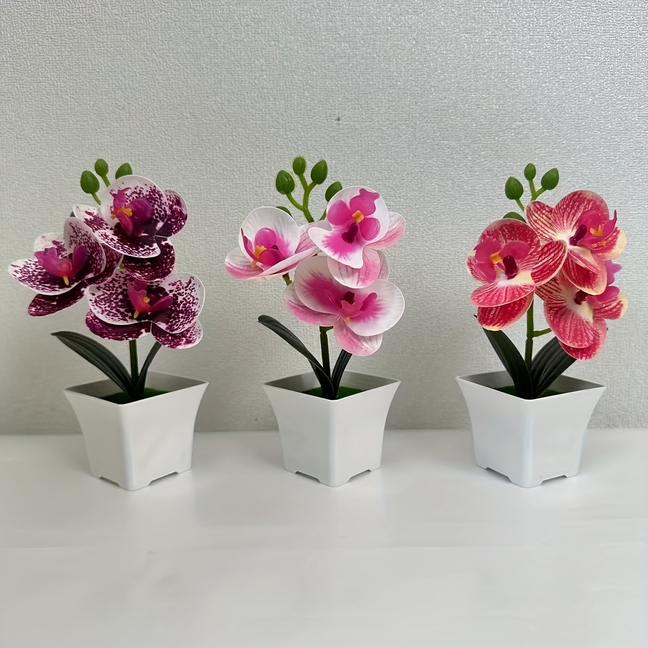3pcs Artificial Phalaenopsis Orchid Potted Plants, Premium Simulation Touch Orchid, Suitable For Valentine's Day, Thanksgiving, Father's Day, Mother's Day, Home Office Wedding Decorations