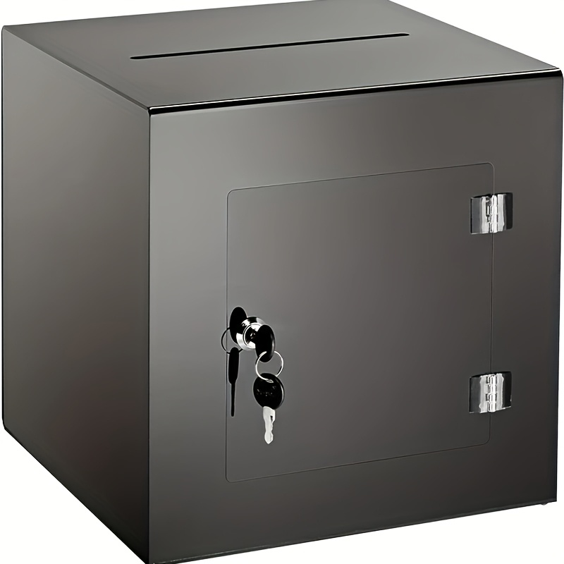 Large Black Acrylic Ballot Box With Lock - 15x15x15cm Reinforced Desktop & Fundraising Container, Secure Cash Storage For Charity Events, Contests, And Drop Slots, Event Box | Modern Ballot Box |
