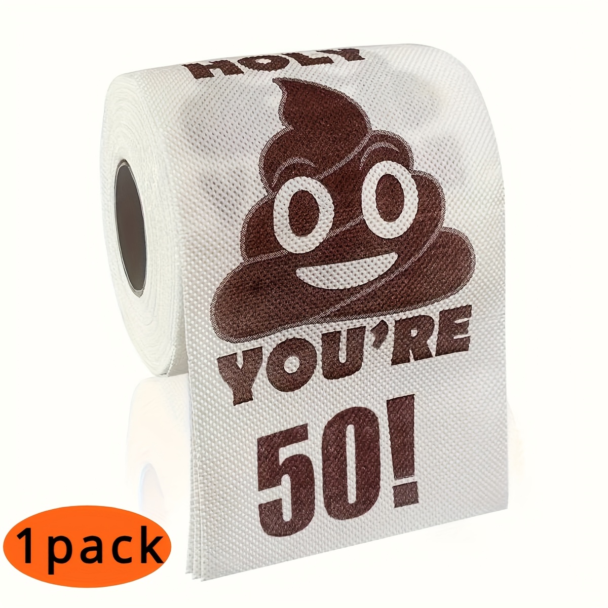 holy youre 50 novelty toilet paper roll funny bathroom decor for 50th birthday party prank gift battery free feather free recyclable wood   1pc