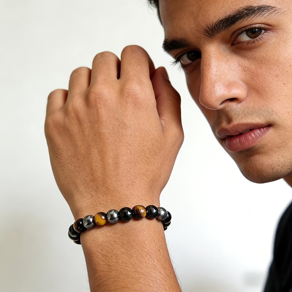 Handcrafted Unisex Healing Stone Bracelet Set, Courage & Protection