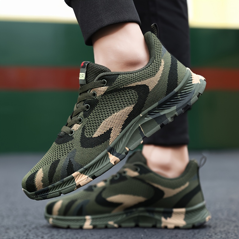 Camouflage *'S Sneakers Breathable Mesh Rubber Sole, Non-Slip  Military-Style Casual Shoes for Hiking, Outdoor, and Travel, Bla
