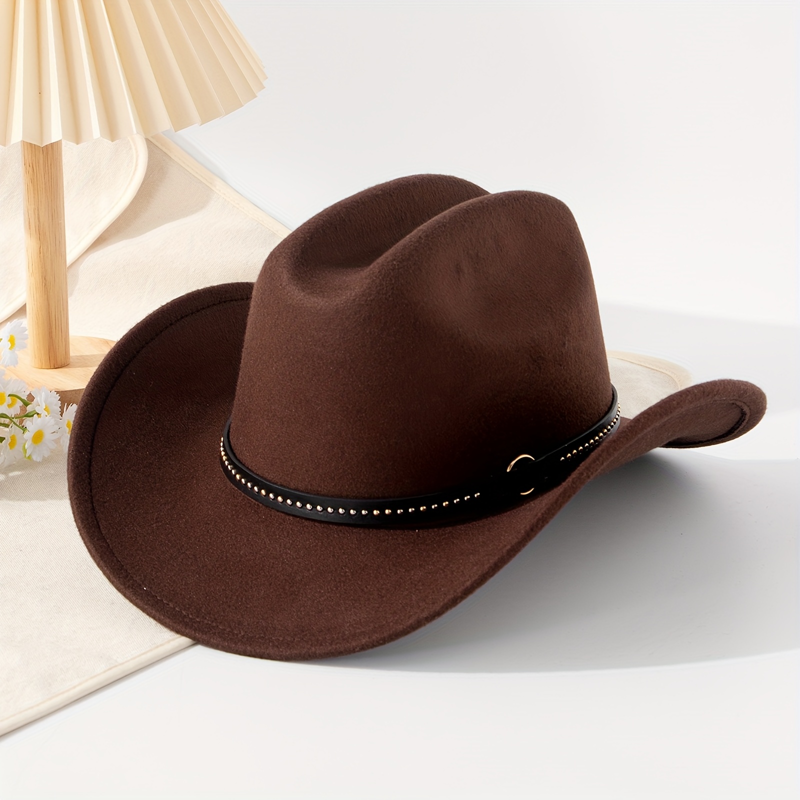 western style tweed textured polyester cowboy hat wide brim  display picture 3