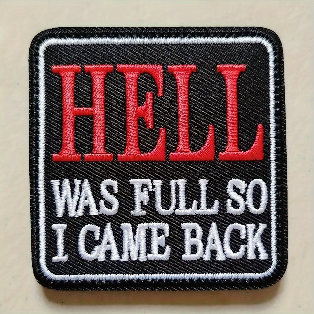 

1pc, " Was Full Back" Patch, Embroidered Applique With Hook & Loop , Humorous Emblem For Backpacks, Jackets, Jeans, Vests