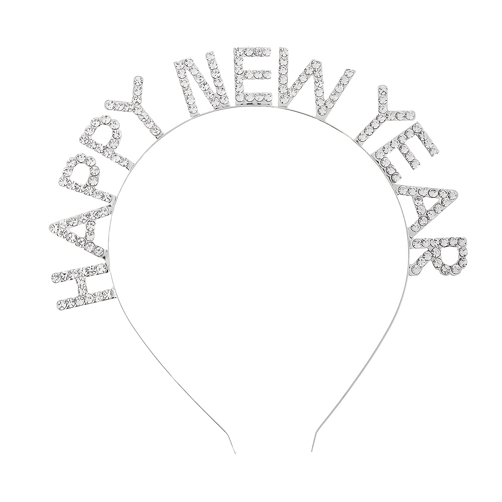 TEMU 1pc European And Fashion Letter Rhinestone Headband "happy New Year" New Year' Headband Party Headpiece Hair Accessory