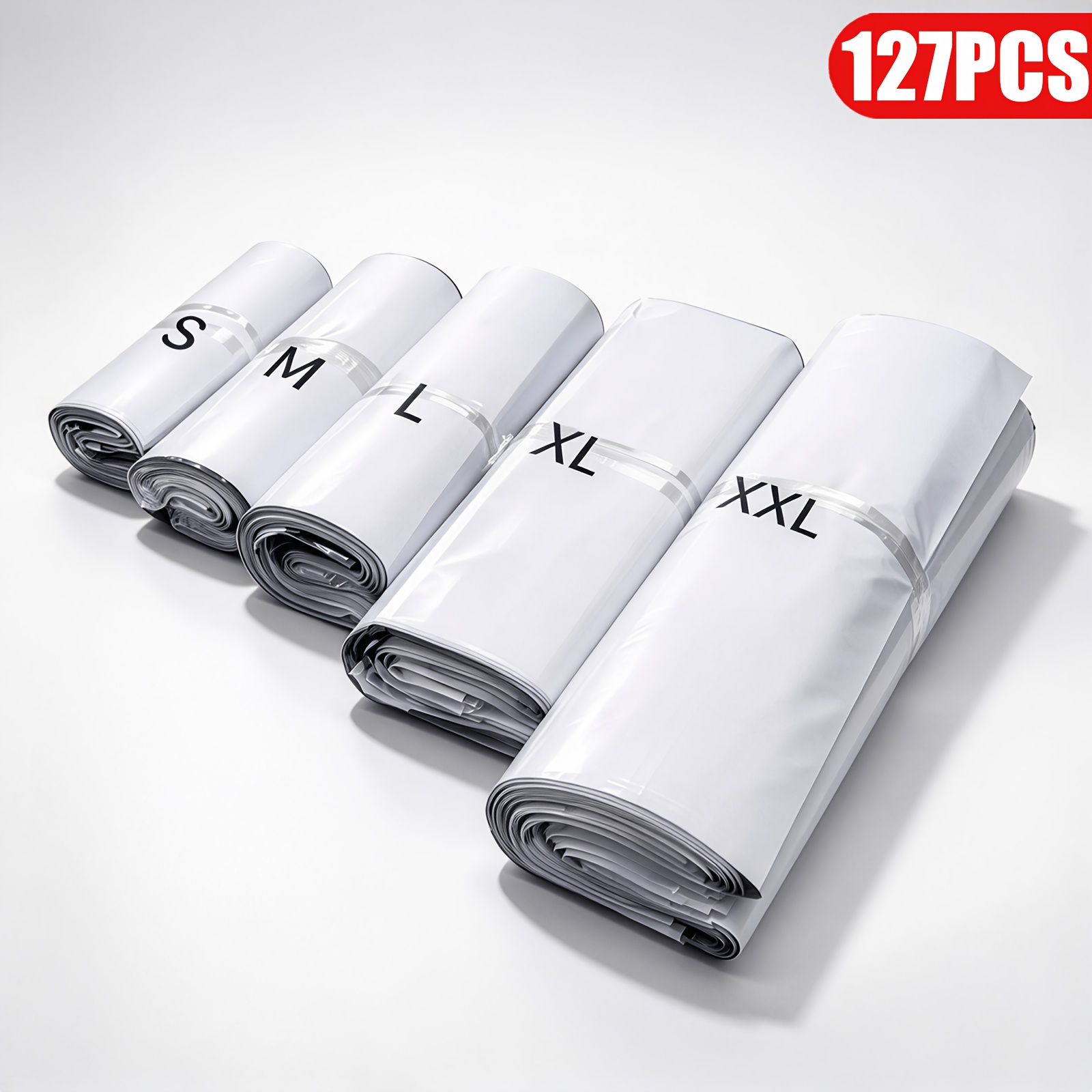 TEMU 127pcs White Polyethylene Poly Mailers, Self-sealing Shipping Envelopes, Tear-resistant Mailing Bags For Clothing, Documents, Packages, Small