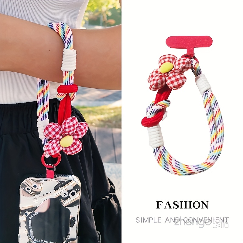 

Adjustable Floral Nylon Phone Lanyard - Stylish Braided Wrist Strap -release , Phones, And , Phone Strap