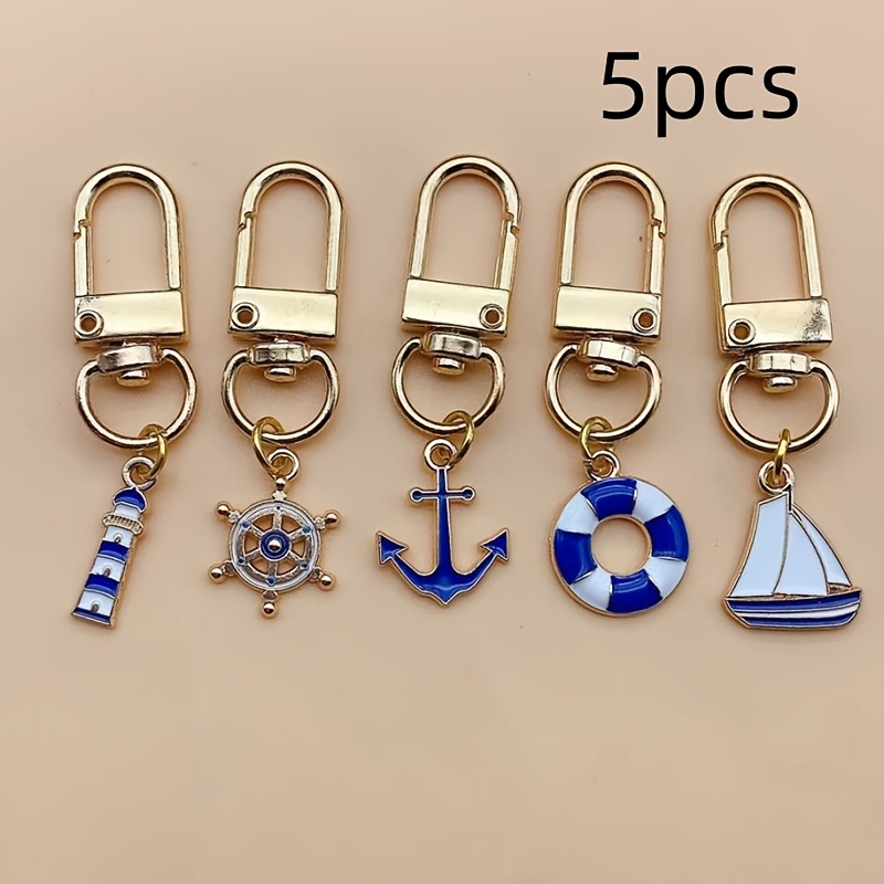 

5pcs Anchors, Lifebuoys, Sailboat Pendants Keychain For Men, Backpack Pendant Decorations