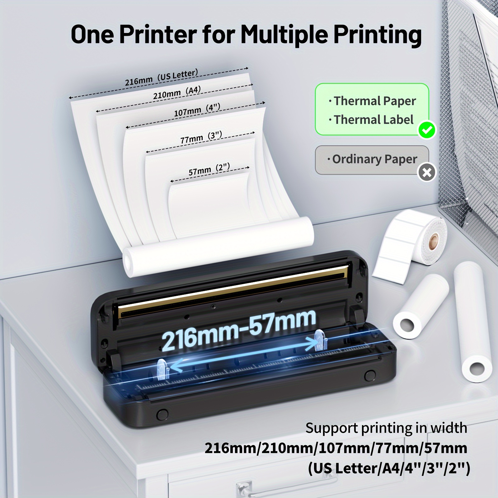 Stampante Termica Portatile M832 - Bluetooth Per IPhone/Android, Carta Termica A4, Batteria 2600mAh - Foto 6