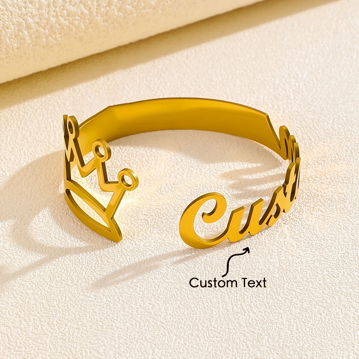 Personalized Princess Crown Name Bracelet, Adjustable Bangle
