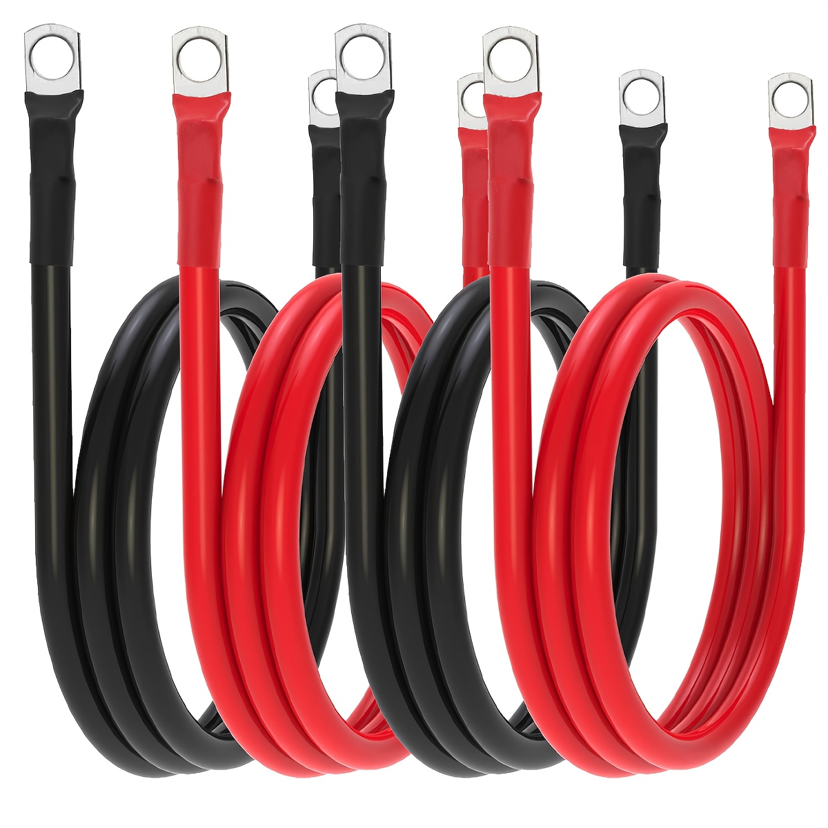 TEMU 4awg Pure Copper Inverter Cable, Quick Connect, Uncharged, With 3/8 Inch Terminals, And 2 Cables For Motorcycles, Cars, Boats, Solar, , Rvs - Heavy Duty Battery Cables Traction Batteries