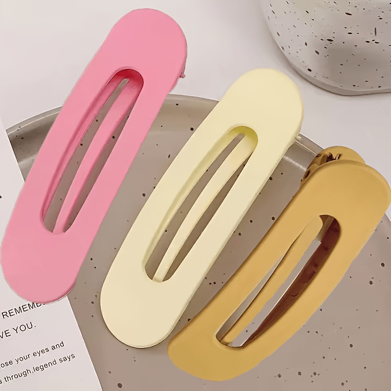 3pcs Ladies' Elegant Matte Large Hair Clip- Acrylic Anti-Slip Toothed Hairpin, Easy And Elegant Rectangular Hairpin, Stable And Fixed, Solid-Color Headpiece, Suitable for Daily And Formal Looks, Cute Hair Accessory, Smooth Surface