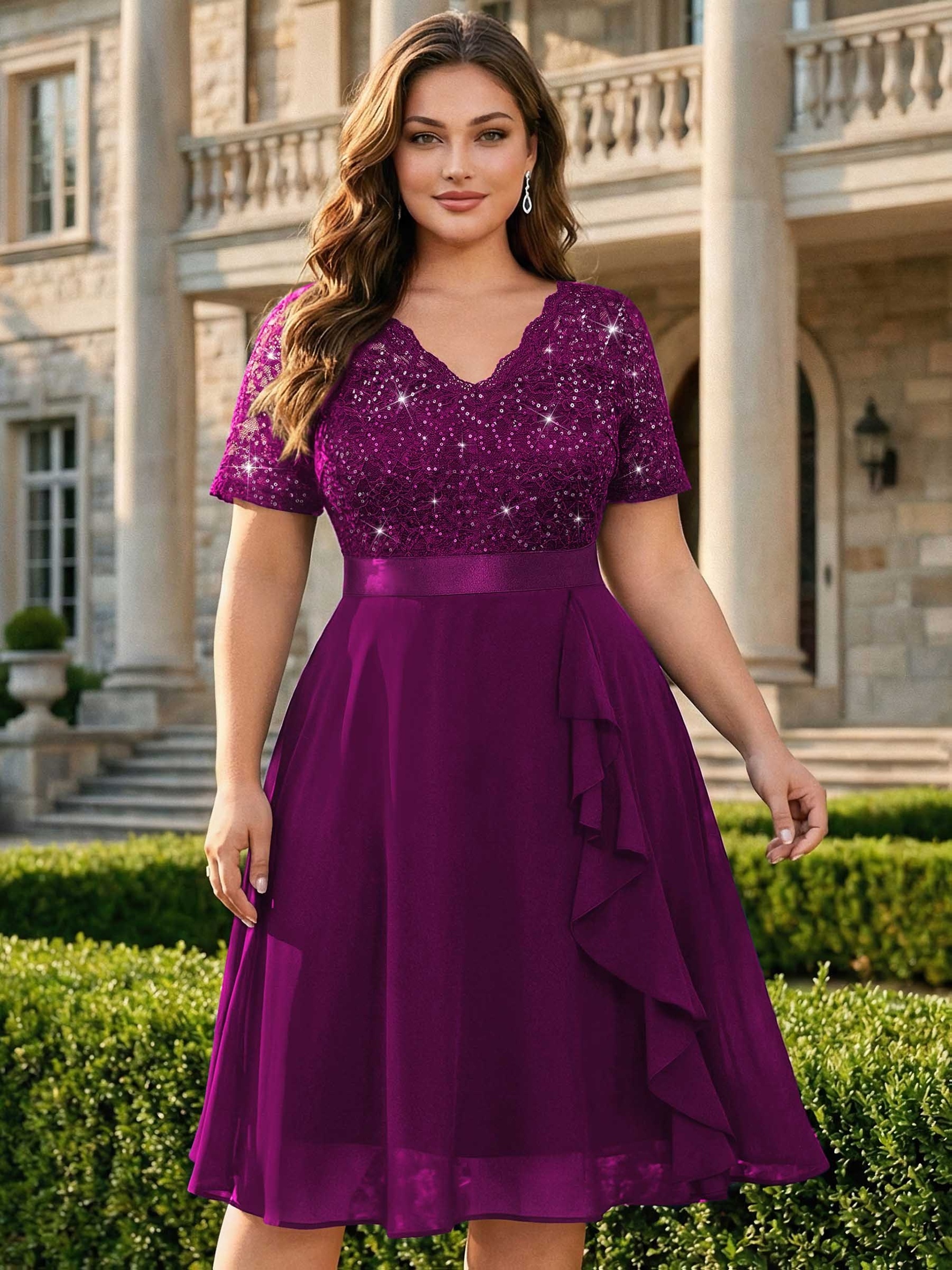 chinese dress ladies Plus Size Serene Bloom Lace Dress- Blue 2X / Blue at Curvy Sense