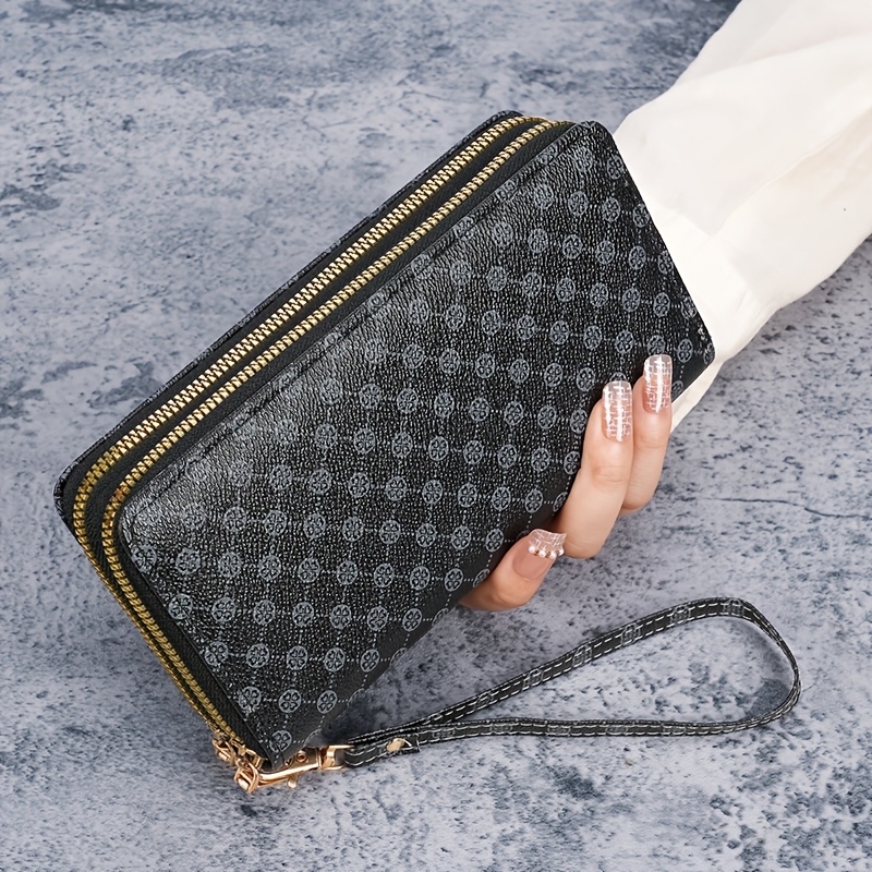 Fashion Women's Vintage Double-layer Zipper Coin Purse, Large Capacity Multi-functional Phone Bag And Clutch