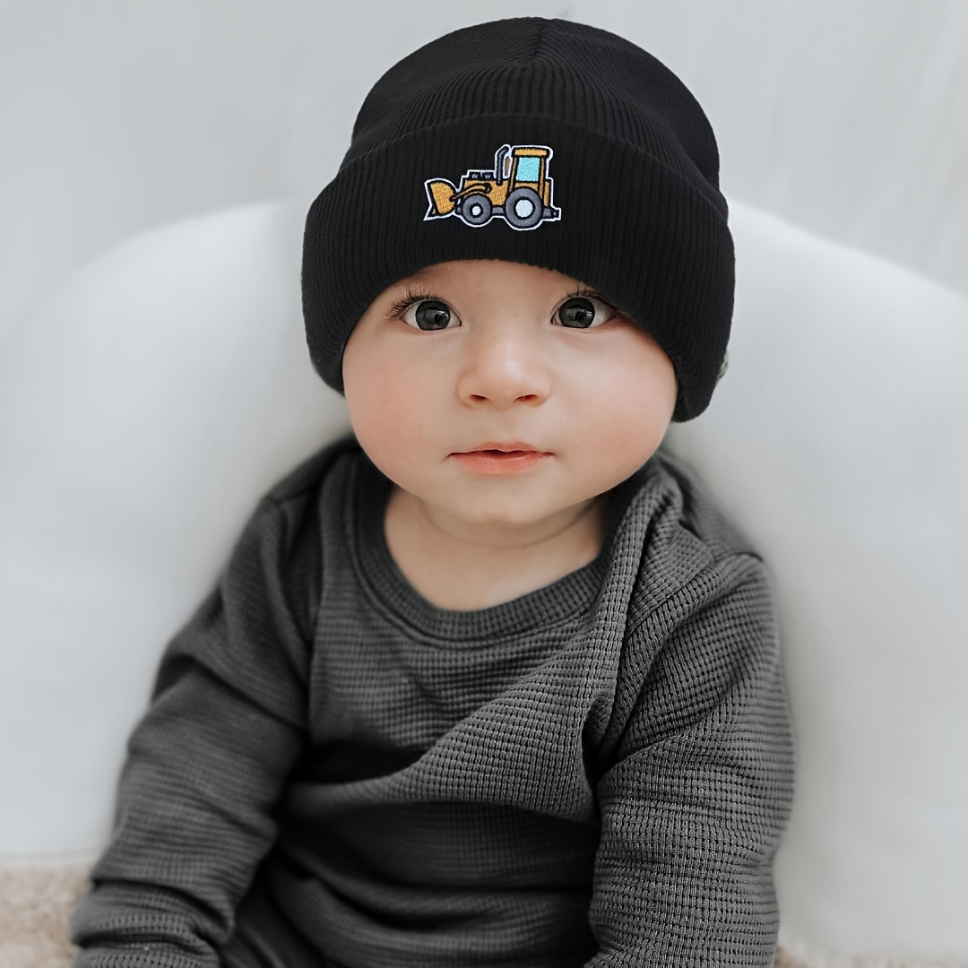 

1pc ' Knit Beanie - , , Car Pattern, Ear , -washable, For / Christmas , Boys