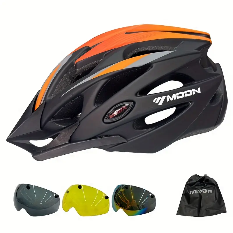 moon ultralight cycling helmet with removable visor black red adjustable multi use for road mountain biking unisex adult uncharged unisex cycling gear modern helmet design adjustable strap helmet details 17