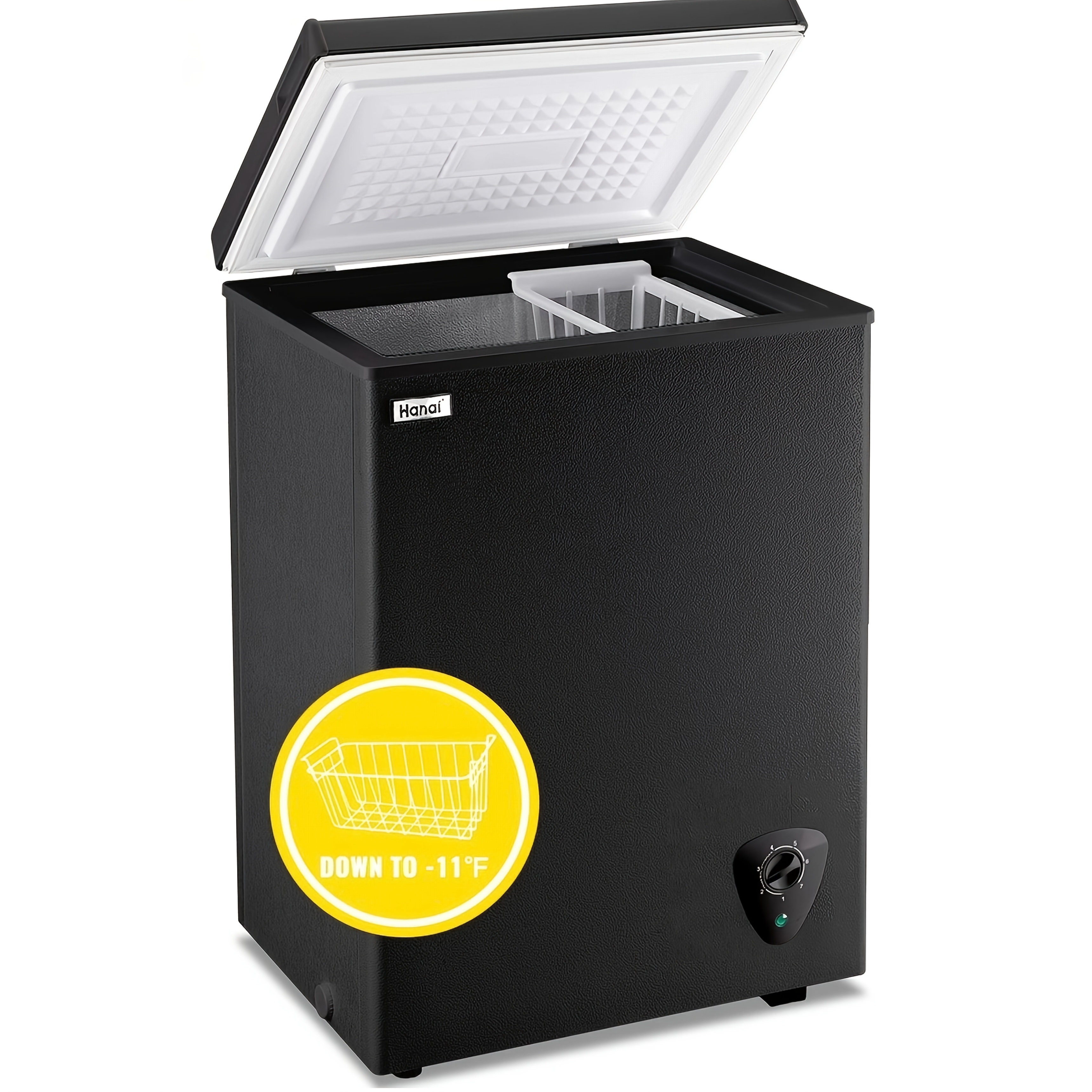 TEMU Wanai 3.8 Cu.ft Chest Freezer - Compact Deep Freezer With 7 Temperature Settings, Operation, And Removable Basket, Ideal For Dorms, Apartments, And Home Kitchens