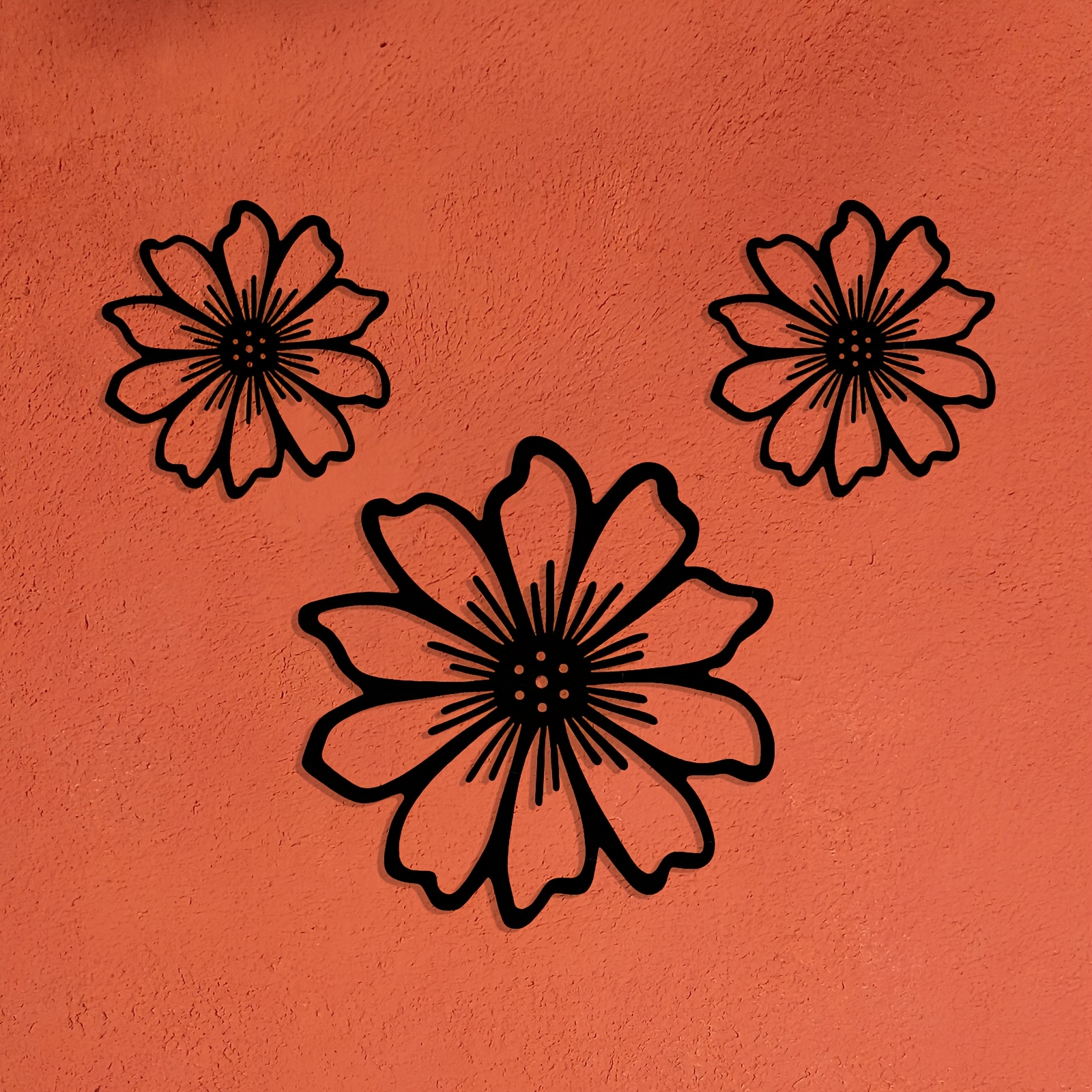 3pcs/6pcs Metal Flower Wall Decor, Outdoor Flower Garden Art Metal Indoor Outdoor Fence Exterior Hanging Decoration Suitable For Home, Living Room, Bedroom, Courtyard, Patio, Porch
