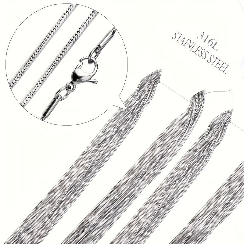 Men's 1mm Round Snack Chain Necklace, Durable Stainless Steel