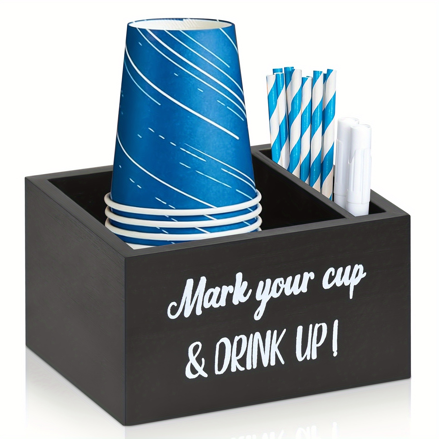 

1pc Wooden Solo Cup Holder With "mark Your Cup & Drink Up" Sign, Party Cup Dispenser, Essential For Home, Kitchen, Bathroom, Picnic, Housewarming Gift, Social Events