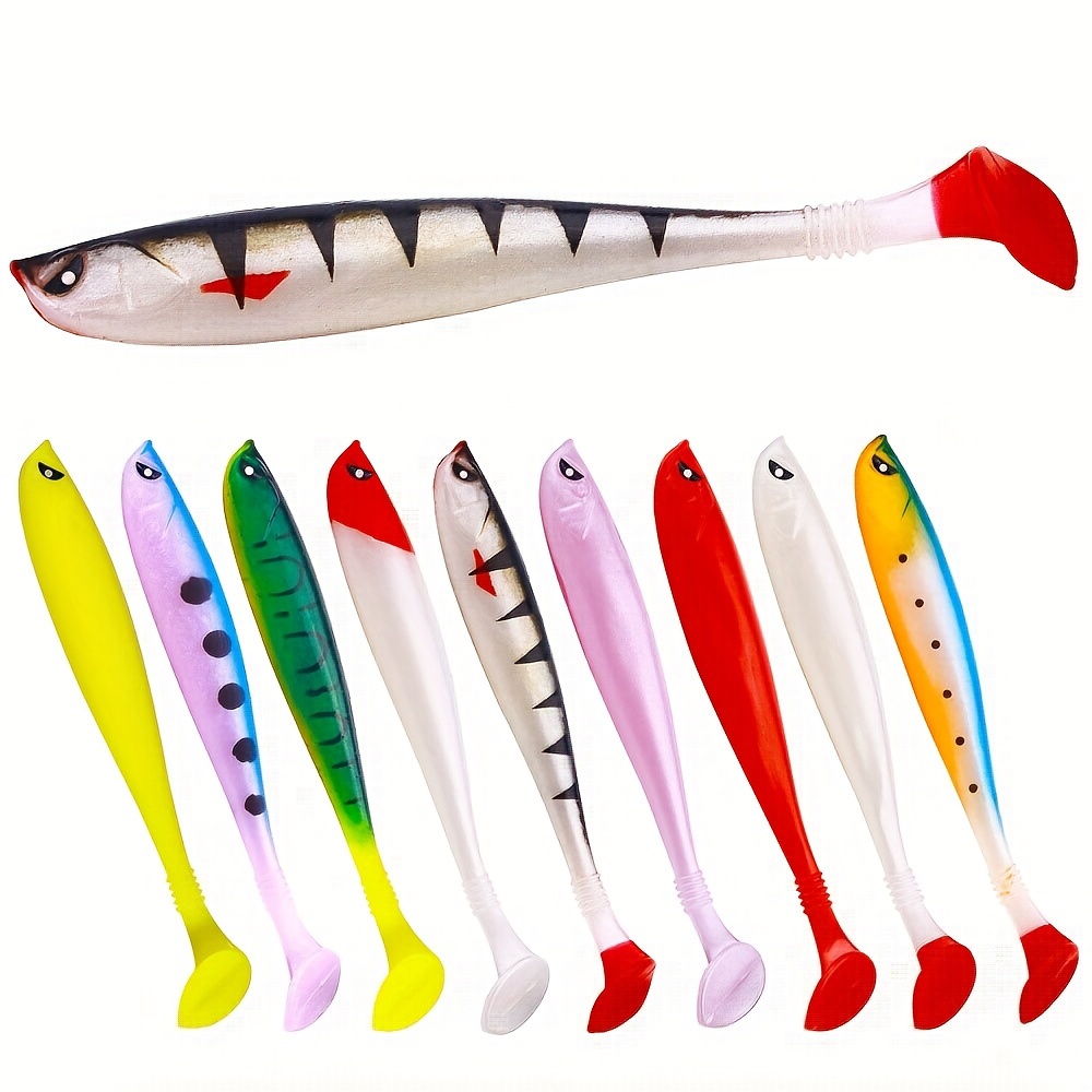 

6pcs Assorted Colors Soft Rubber Fish Lures, Paddle Tail Swimbait With Realistic - Fishing For Bass And Trout, Bass Fishing Lures|attractive Design|flexible Fishing , Top Water Fishing Lures