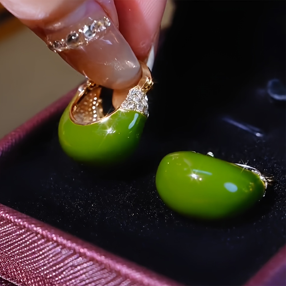 

Chic Green Oval Earrings For Women - Fashionable Alloy Jewelry,