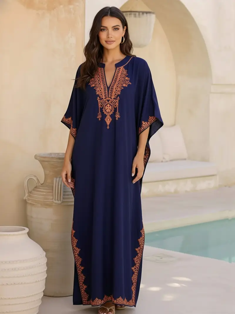 womens elegant embroidered ethnic print v neck kaftan maxi - Temu Cyprus womens elegant embroidered ethnic print v neck kaftan maxi - Temu Cyprus
